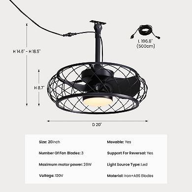 Moooni Indoor/Outdoor Smart Ceiling Fan with Light - Plug-In, Remote & App Control