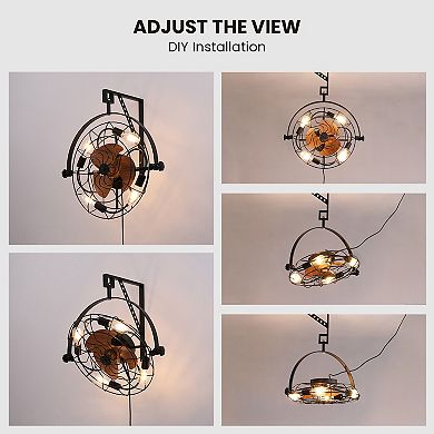 Moooni Retro Wall Mount eiling Fan with Light, Timer & Remote Control