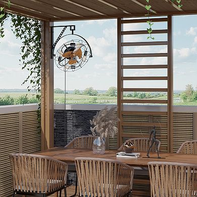 Moooni Retro Wall Mount eiling Fan with Light, Timer & Remote Control