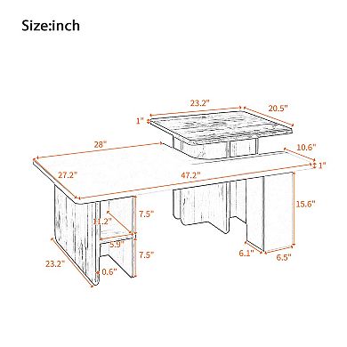 Set of 2 Farmhouse Nesting Coffee Tables with Wood Finish