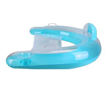 2 pc Inflatable Pool Float Chairs with Cup Holders 286lbs Load Floating Lounger Mattress