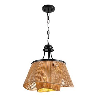 Moooni 1-Light Boho Rattan Pendant Light Fixture