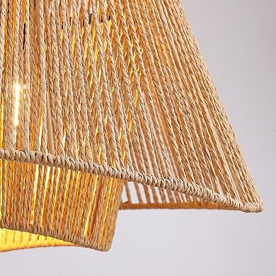 Moooni 1-Light Boho Rattan Pendant Light Fixture