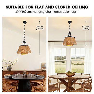 Moooni 1-Light Boho Rattan Pendant Light Fixture