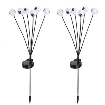 2Packs Solar Scary Eyeball Lights Halloween Outdoor Swaying 12LED IP65 Waterproof Yard Decor