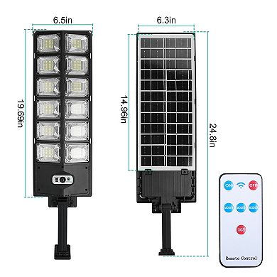 Solar Wall Light with 504 LEDs, PIR Motion Sensor & Remote, IP65 Waterproof Outdoor Security Lamp