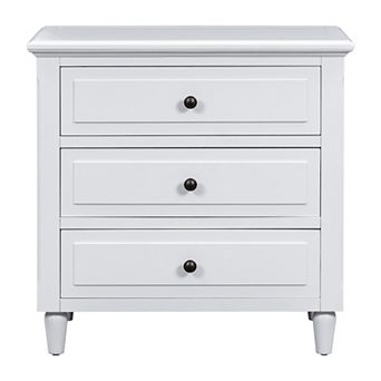 3 Drawer Nightstand Smooth Gliding Rails and Metal Handles
