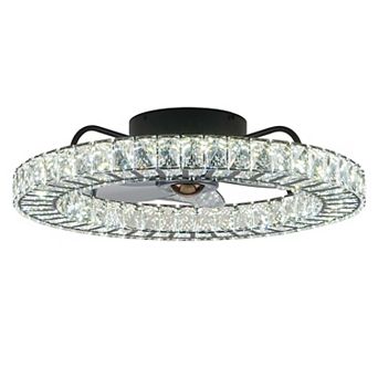 Moooni Crystal Ceiling Fan with Light - APP & Remote Control, Flush Mount