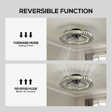 Moooni Crystal Ceiling Fan with Light - APP & Remote Control, Flush Mount