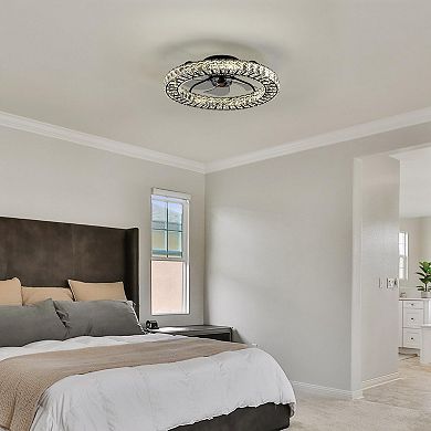 Moooni Crystal Ceiling Fan with Light - APP & Remote Control, Flush Mount