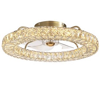 Moooni Crystal Ceiling Fan with Light - APP & Remote Control, Flush Mount