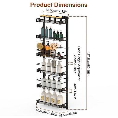 Over-the-Door 6-Tier Pantry Organizer, Heavy-Duty Carbon Steel, Easy Install Storage Rack