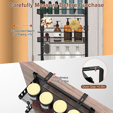 Over-the-Door 6-Tier Pantry Organizer, Heavy-Duty Carbon Steel, Easy Install Storage Rack
