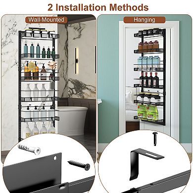 Over-the-Door 6-Tier Pantry Organizer, Heavy-Duty Carbon Steel, Easy Install Storage Rack