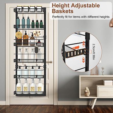 Over-the-Door 6-Tier Pantry Organizer, Heavy-Duty Carbon Steel, Easy Install Storage Rack