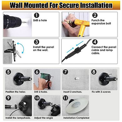Solar Shed Light with Separate Panel, Wall Mounted, Remote Timer, 3 Modes & Colors, IP55 Waterproof
