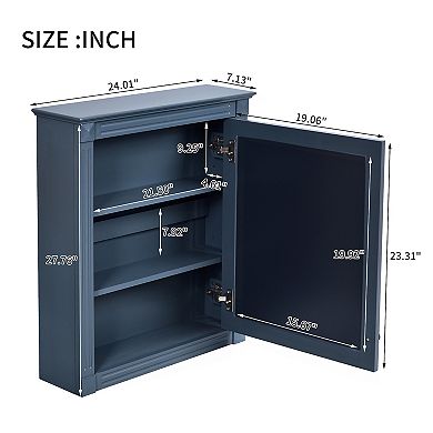 Wall Mounted Bathroom Cabinet with Mirror and Adjustable Shelf