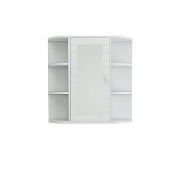 Wall Mounted Bathroom Mirror Cabinet with 6 Open and 3 Adjustable Shelves