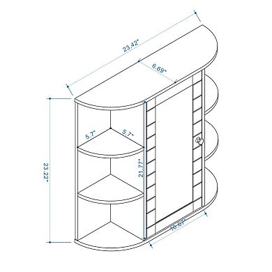 Wall Mounted Bathroom Mirror Cabinet with 6 Open and 3 Adjustable Shelves