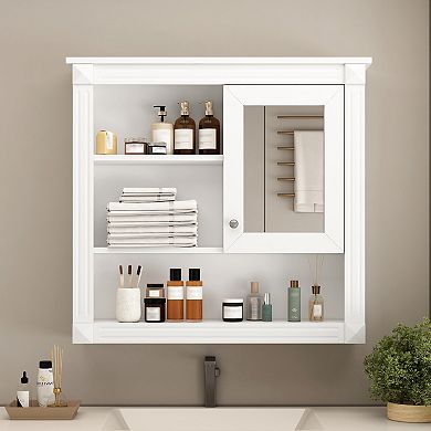 Bathroom Wall Cabinet with Mirror, Adjustable Shelves and 4 Shelves for Storage