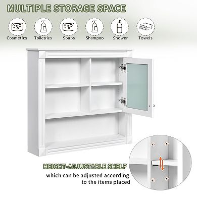 Bathroom Wall Cabinet with Mirror, Adjustable Shelves and 4 Shelves for Storage