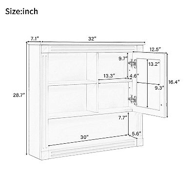 Bathroom Wall Cabinet with Mirror, Adjustable Shelves and 4 Shelves for Storage