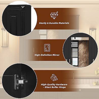 Wall-Mounted Bathroom Cabinet with Mirror and 4 Shelves, Space-Saving Bathroom Organizer