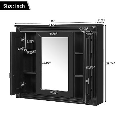 Wall-Mounted Bathroom Cabinet with Mirror and 4 Shelves, Space-Saving Bathroom Organizer