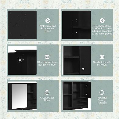 Wall Mounted Medicine Cabinet with Mirror Door & Adjustable Shelf for Bathroom