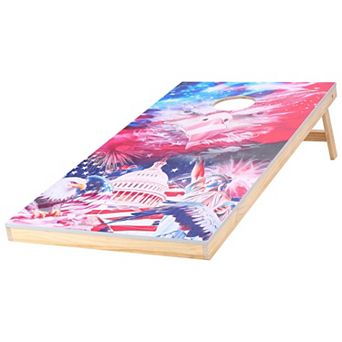Cornhole Set 4x2 Ft Solid Wood Boards with Bean Bags and Carry Case