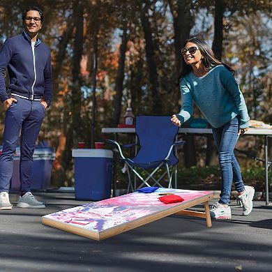 Cornhole Set 4x2 Ft Solid Wood Boards with Bean Bags and Carry Case