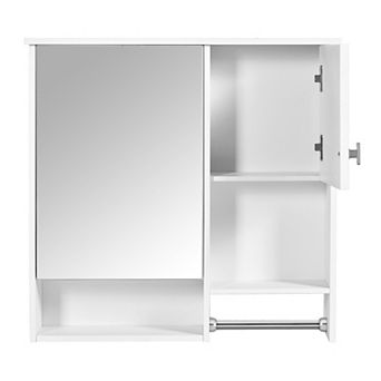 Wall Mounted Bathroom Medicine Cabinet with Mirror and Towel Bar