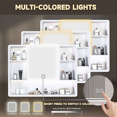 Aluminum Mirror Cabinet with Defogging and 3-Color LED Light