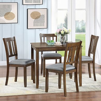 5 Piece Wooden Dining Table Set with 4 Chairs for Kitchen or Dining Room