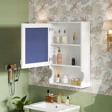 20" Wall Mounted Bathroom Cabinet with Mirror and Storage Door