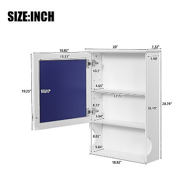 20" Wall Mounted Bathroom Cabinet with Mirror and Storage Door