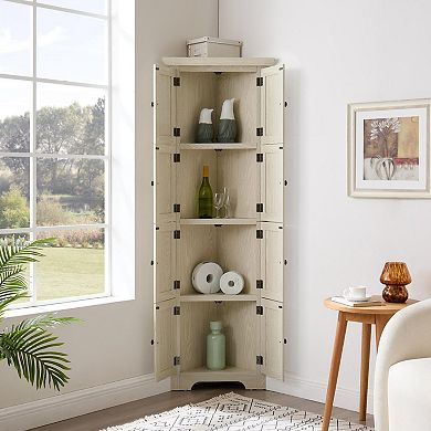 4-Tier Corner Kitchen Pantry Cabinet with 8 Doors and Shelves, Freestanding Storage