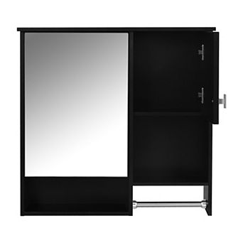 Wall Mounted Bathroom Medicine Cabinet with Mirror and Towel Bar