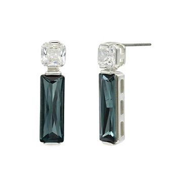 City Luxe Silver Tone Crystal & Cubic Zirconia Drop Earrings