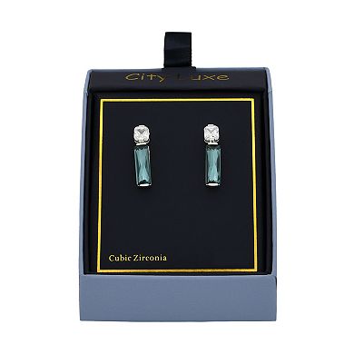 City Luxe Silver Tone Crystal & Cubic Zirconia Drop Earrings