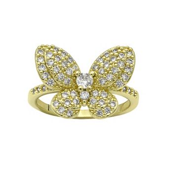 City Luxe Gold Tone Cubic Zirconia Butterfly Ring