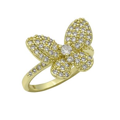 City Luxe Gold Tone Cubic Zirconia Butterfly Ring