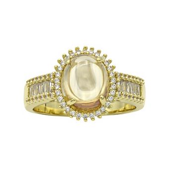 City Luxe Gold Tone Pave Halo Cubic Zirconia Ring