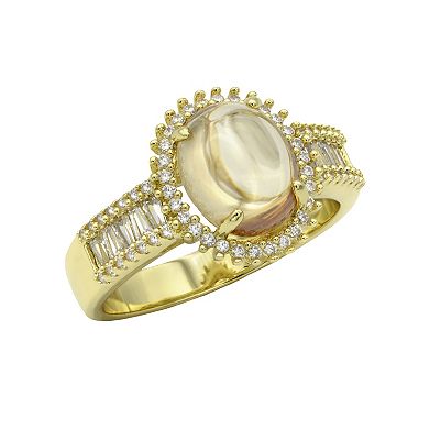 City Luxe Gold Tone Pave Halo Cubic Zirconia Ring