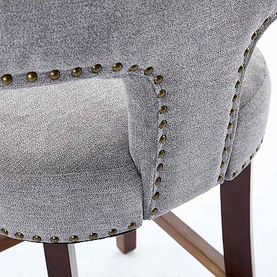 Set of 2 Mid-Century Counter Stools with Curved Back and Upholstered Seat