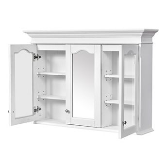 40" Medicine Cabinet with Mirror Doors and Shelves, Glass Door Wall Mounted Bathroom Cabinet