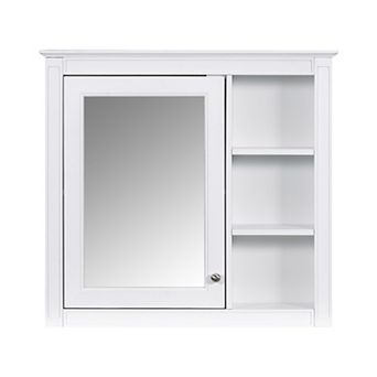 Bathroom Medicine Cabinet with Mirror and 3 Open Shelves, Wall-Mounted