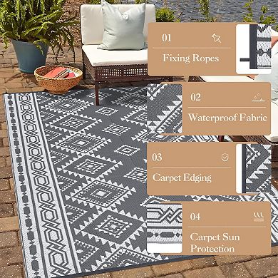 Modern Area Rug Plastic Straw Rug Modern Reversible Indoor Outdoor Rug