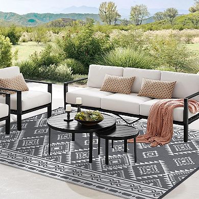 Modern Area Rug Plastic Straw Rug Modern Reversible Indoor Outdoor Rug