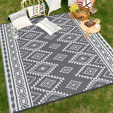 Modern Area Rug Plastic Straw Rug Modern Reversible Indoor Outdoor Rug